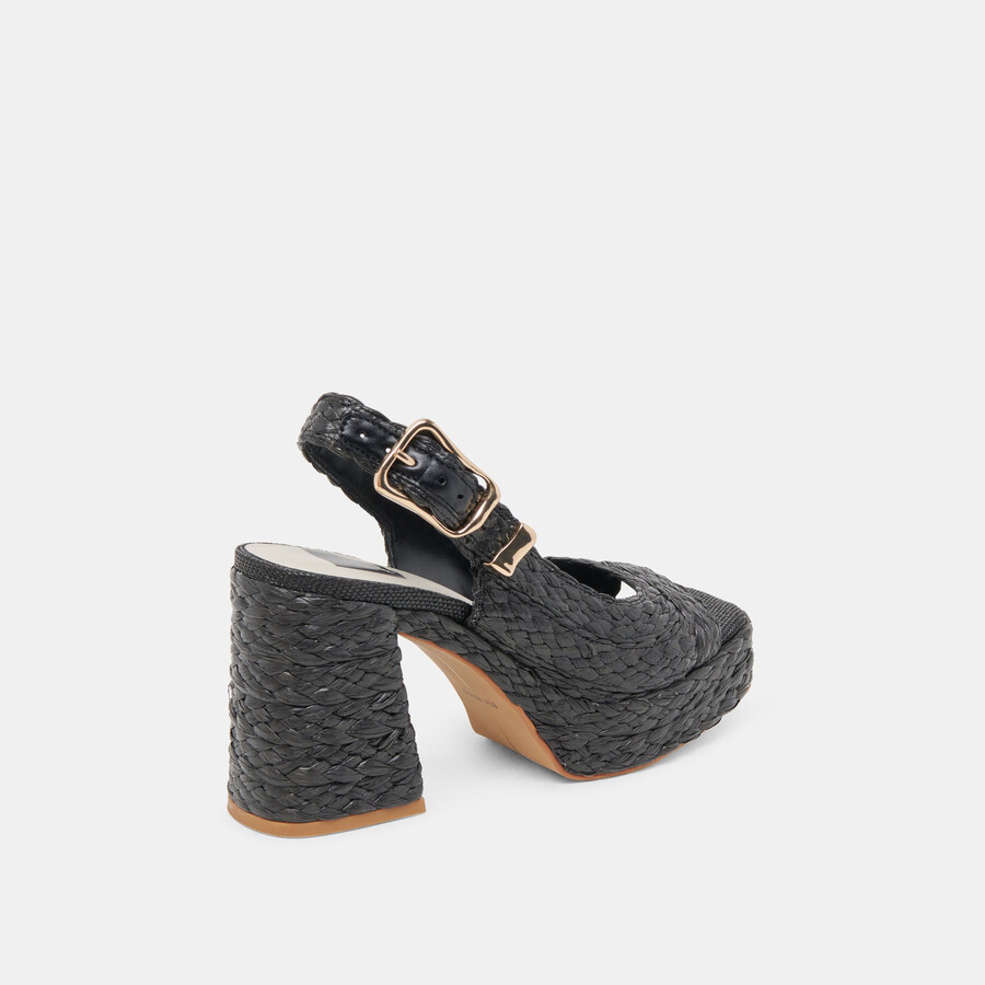 flores heels onyx raffia