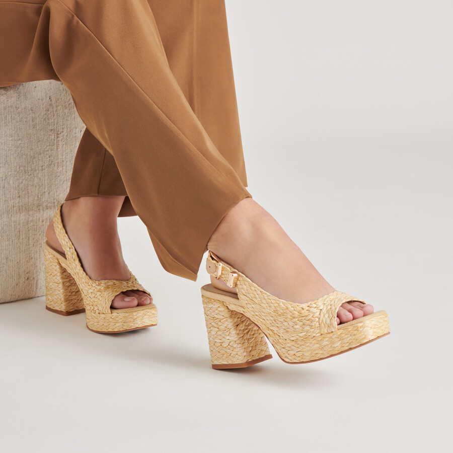 flores heels natural raffia