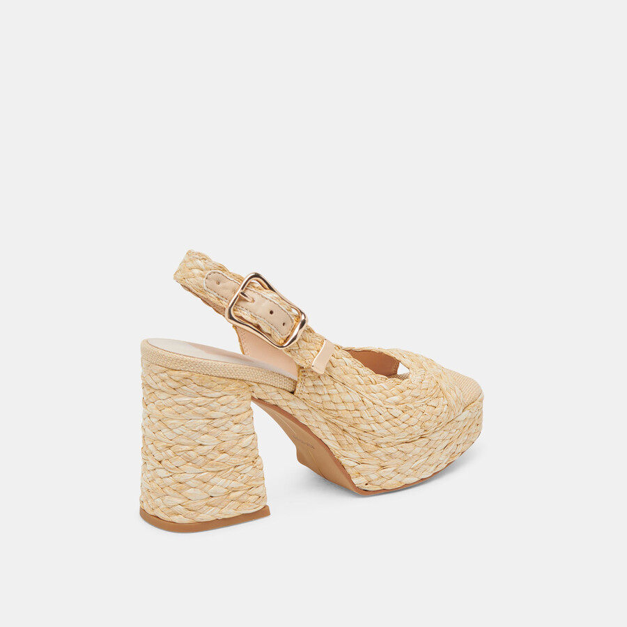 flores heels natural raffia