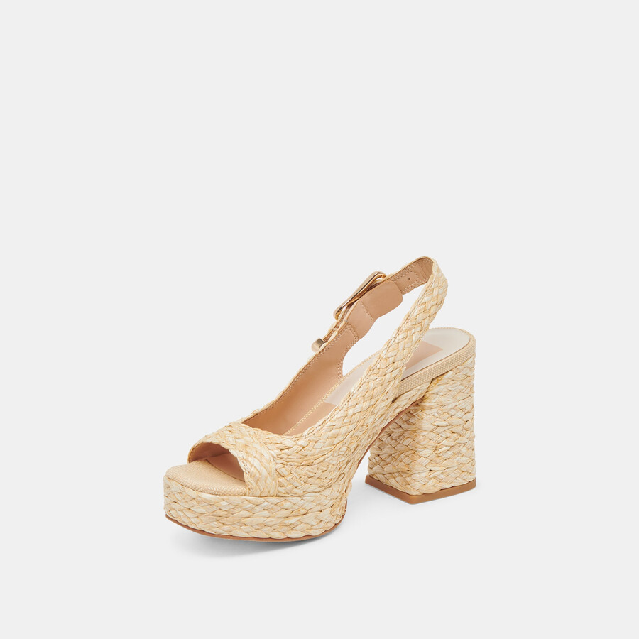 flores heels natural raffia