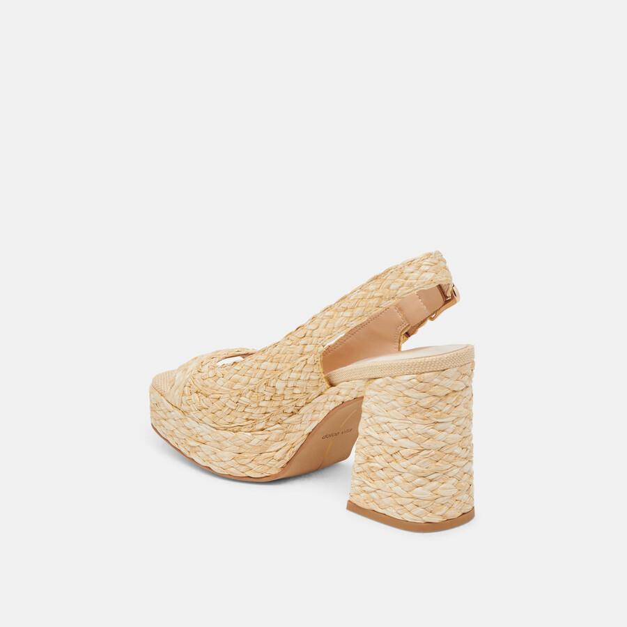 flores heels natural raffia