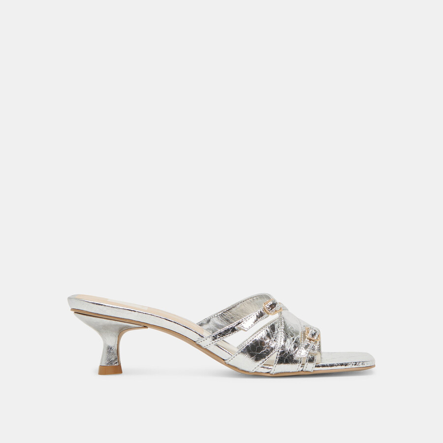 bryant heels silver distressed leather
