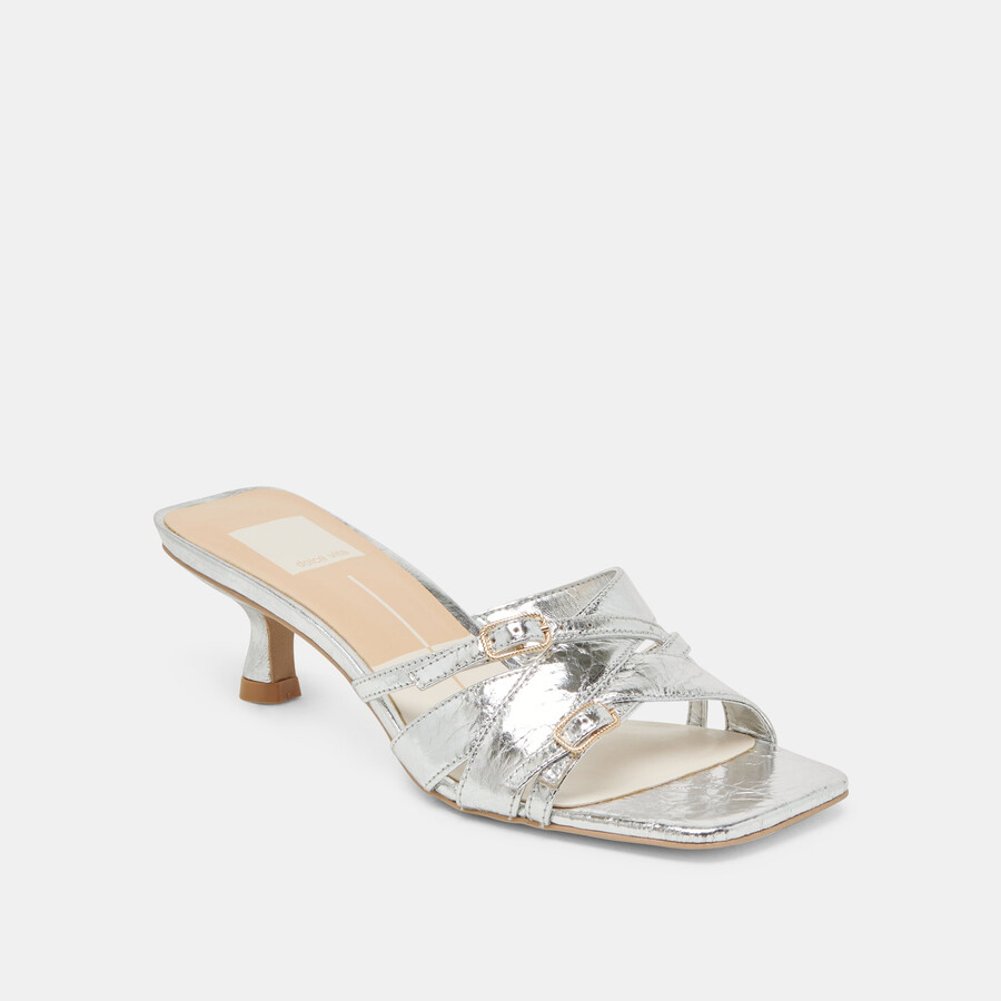 bryant heels silver distressed leather