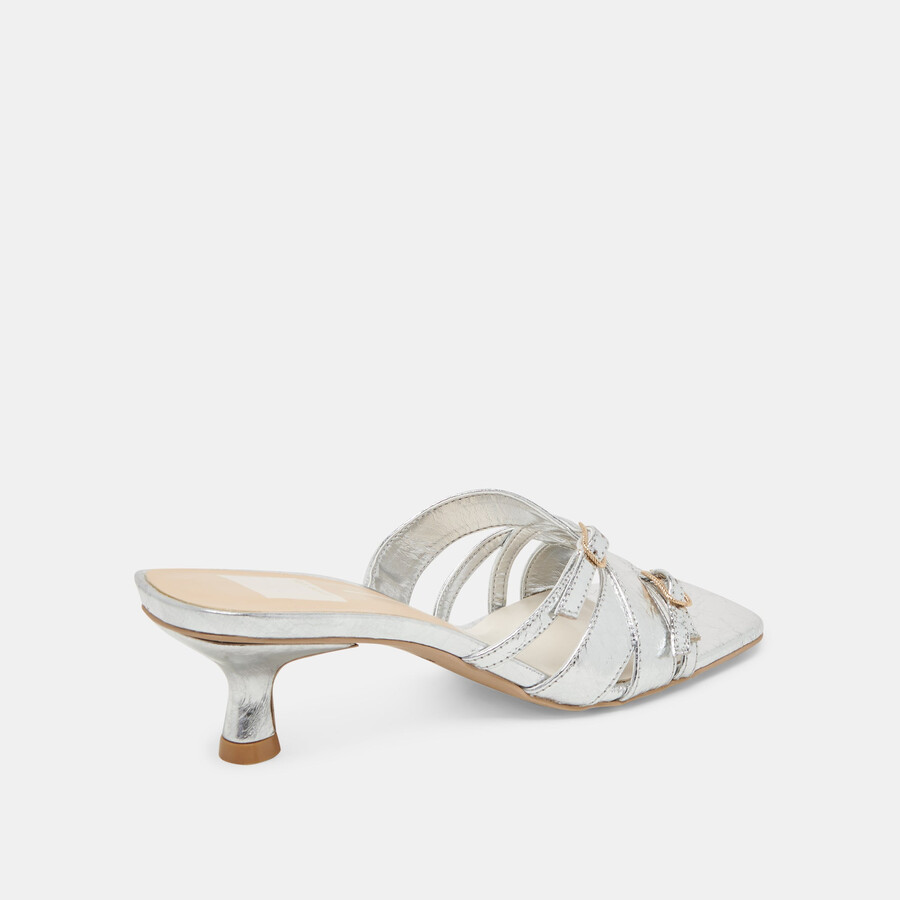 bryant heels silver distressed leather