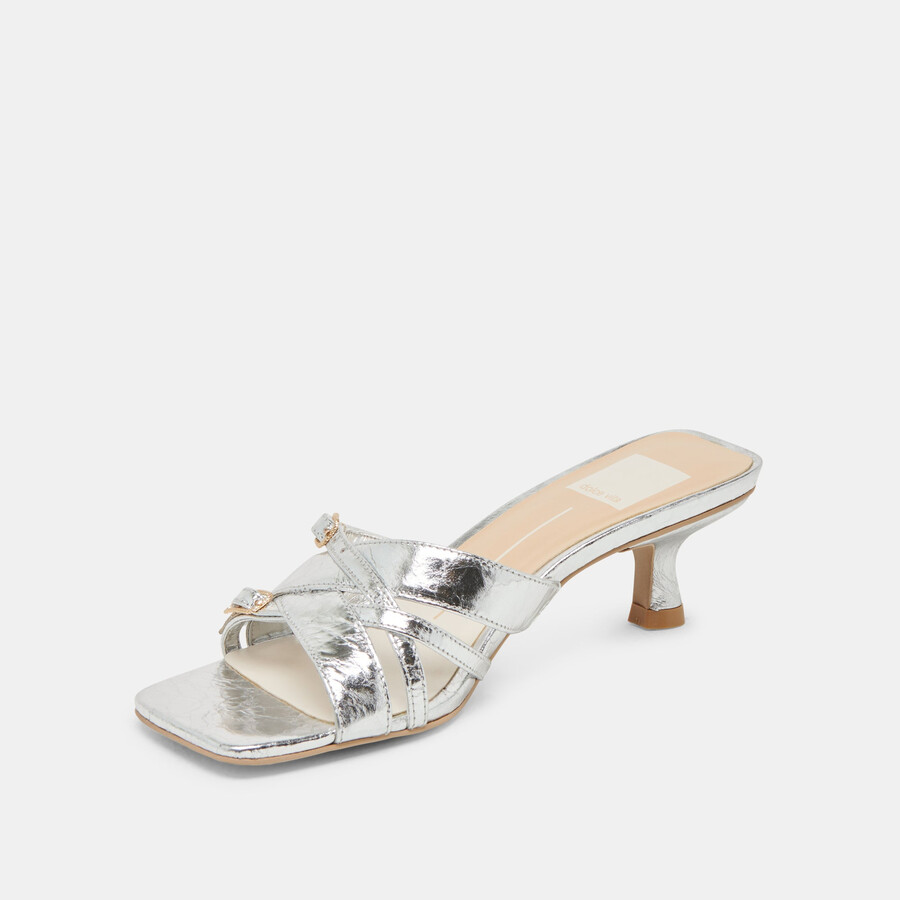 bryant heels silver distressed leather