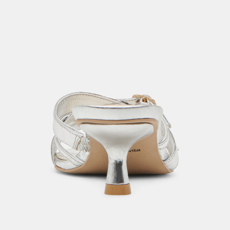 bryant heels silver distressed leather