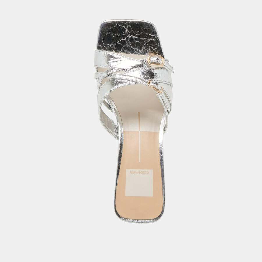 bryant heels silver distressed leather