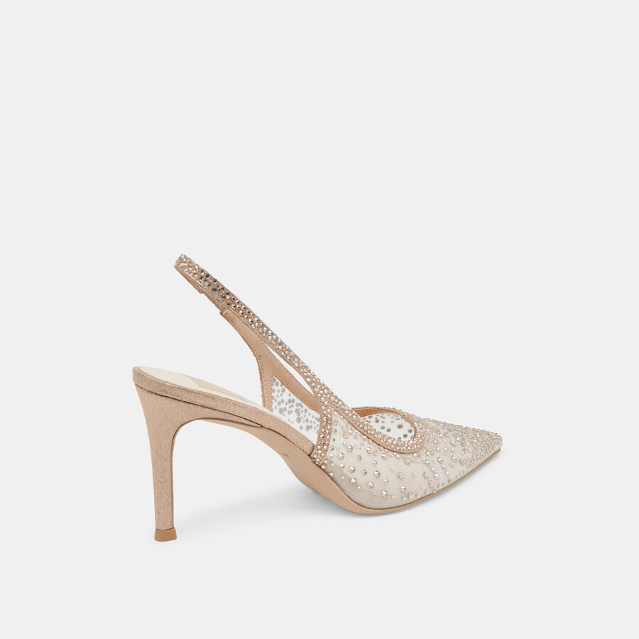 kaye crystal heels gold mesh
