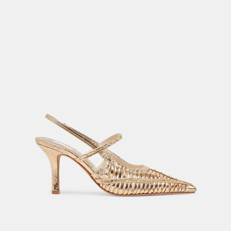hensal heels gold distressed leather
