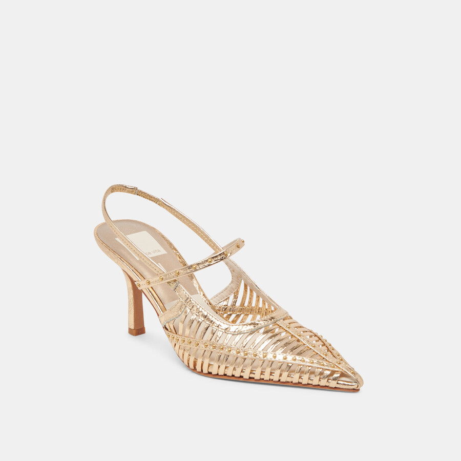 hensal heels gold distressed leather