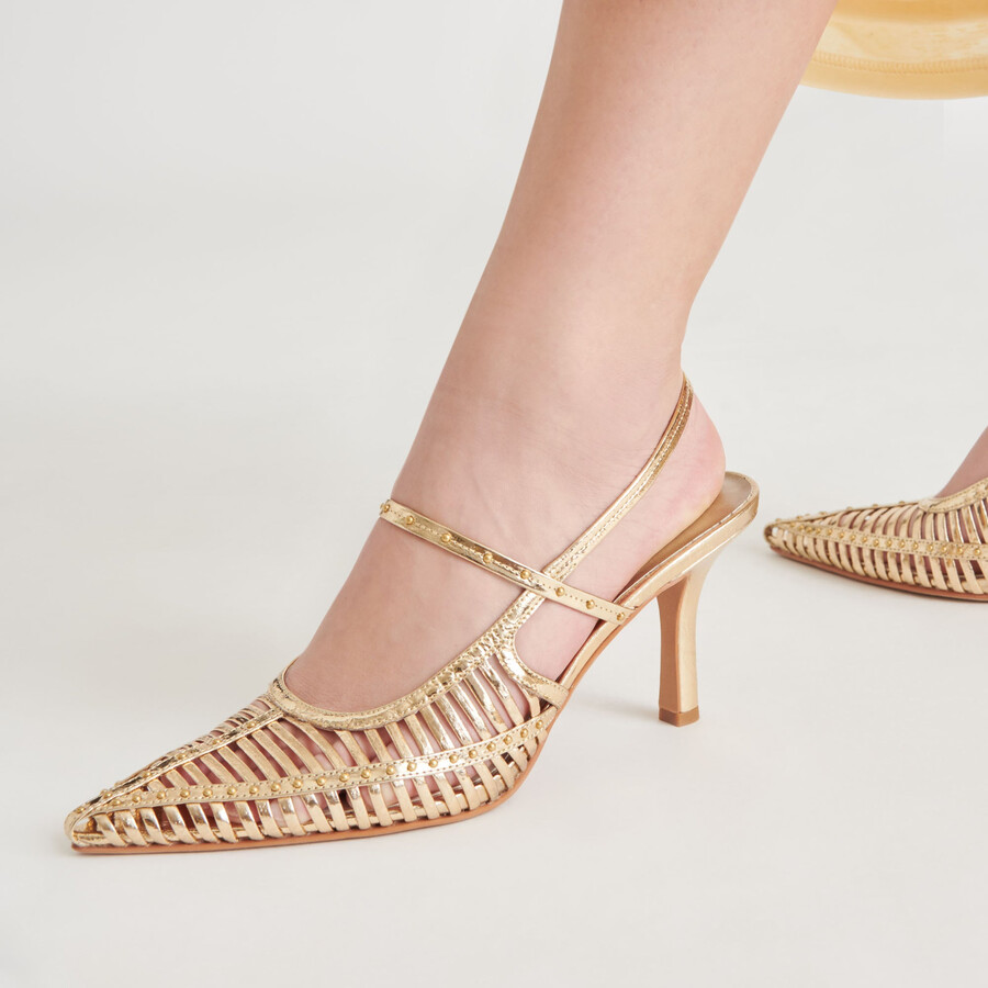 hensal heels gold distressed leather