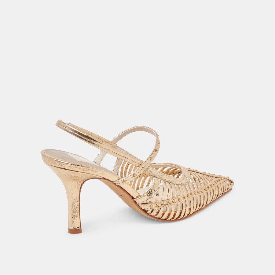 hensal heels gold distressed leather
