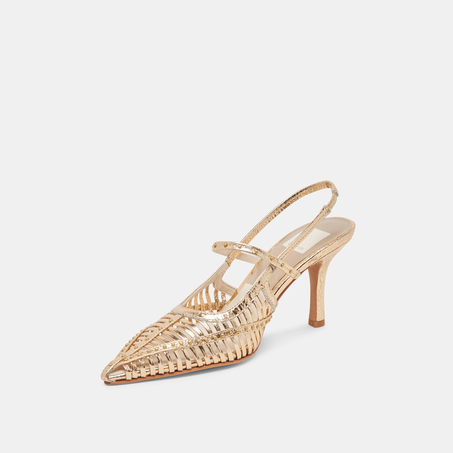 hensal heels gold distressed leather