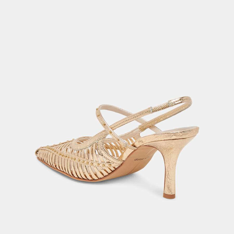hensal heels gold distressed leather