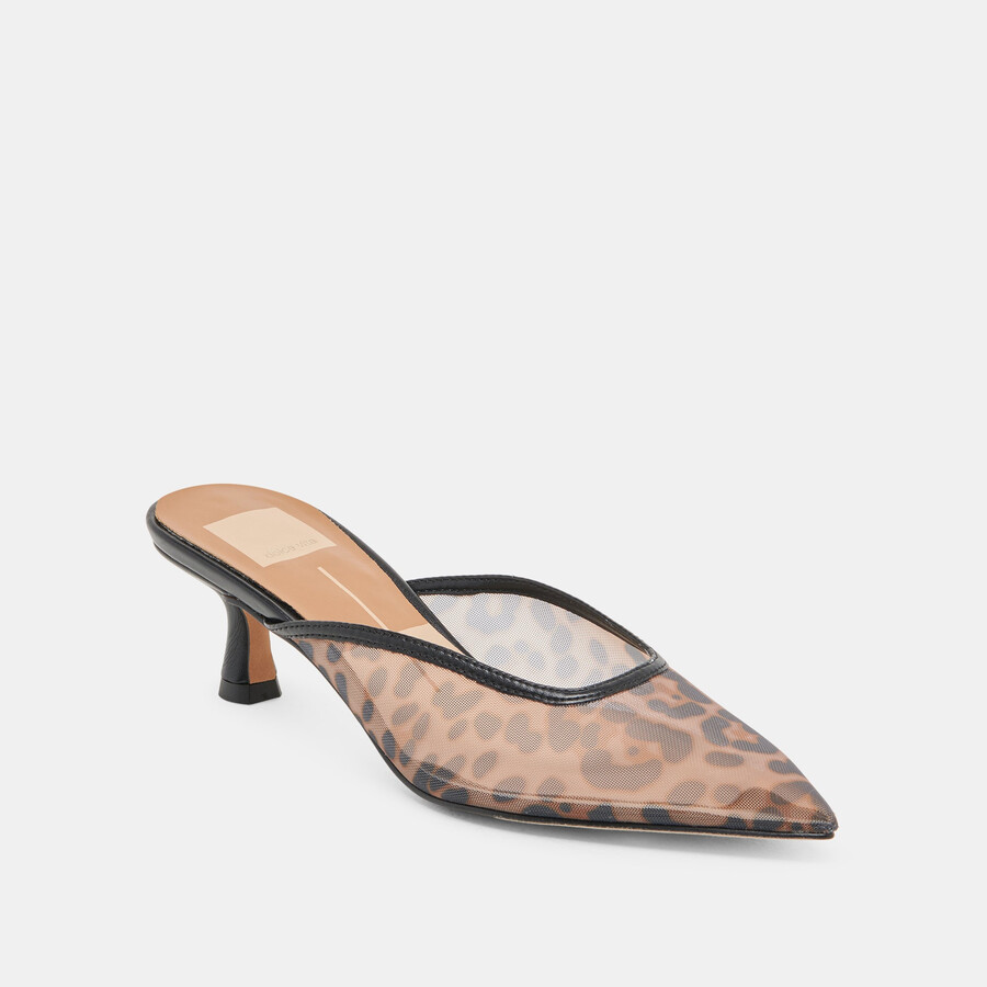 cleo heels dk leopard mesh