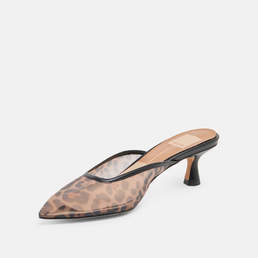 cleo heels dk leopard mesh