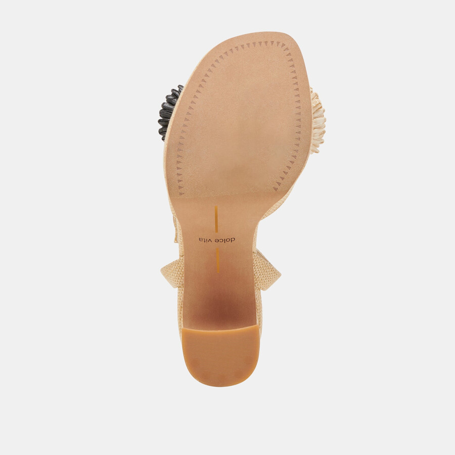 olivea heels black natural raffia