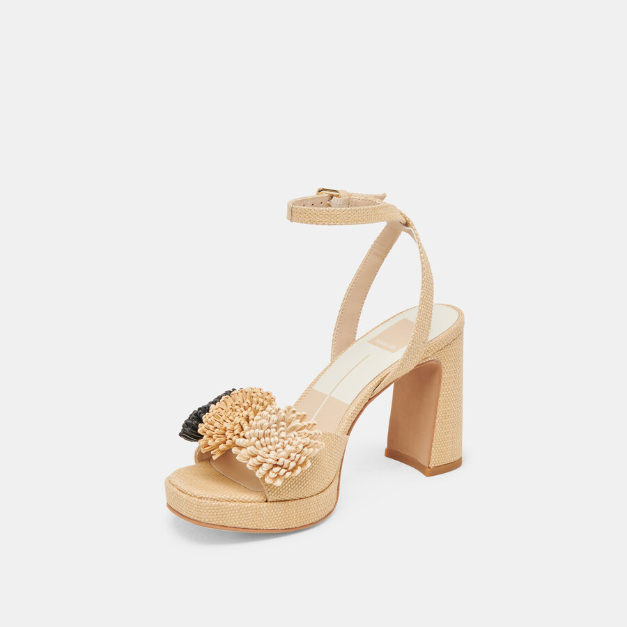 olivea heels black natural raffia