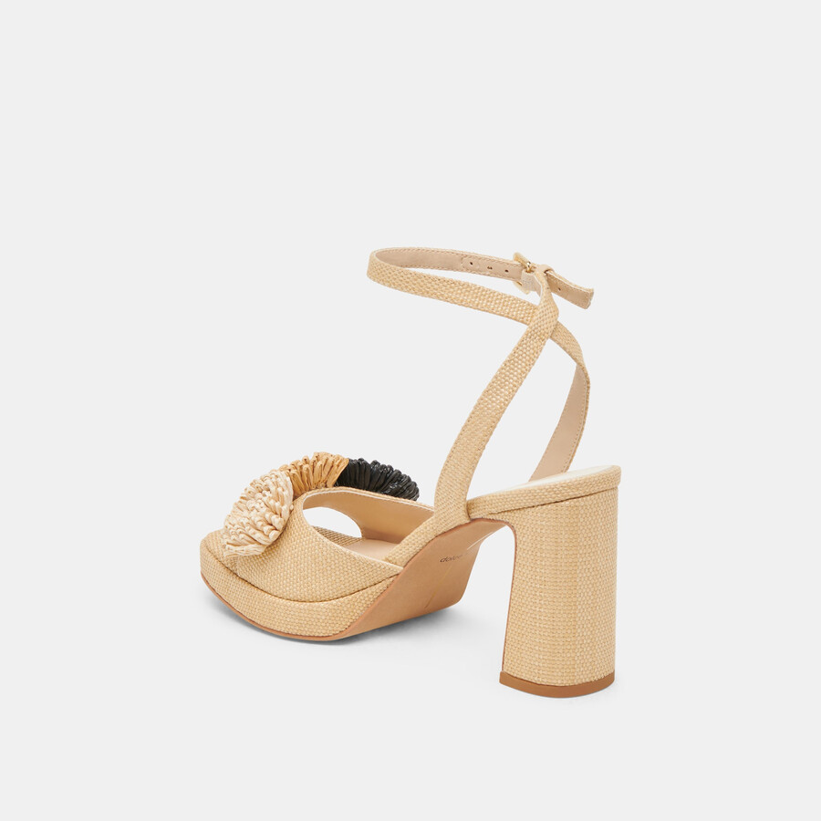 olivea heels black natural raffia