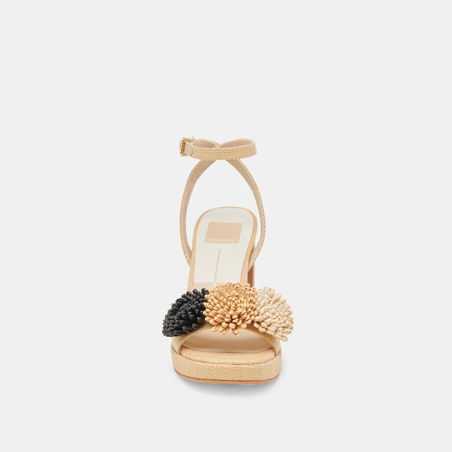 olivea heels black natural raffia