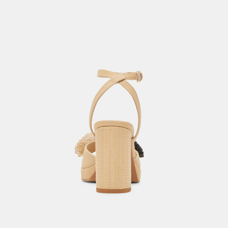 olivea heels black natural raffia