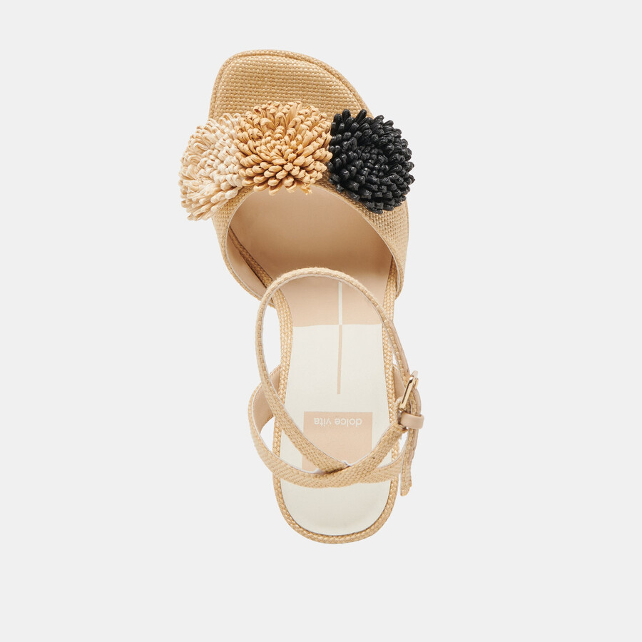 olivea heels black natural raffia