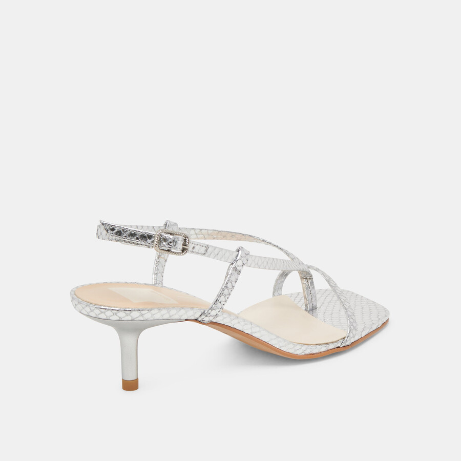 laury heels silver embossed leather