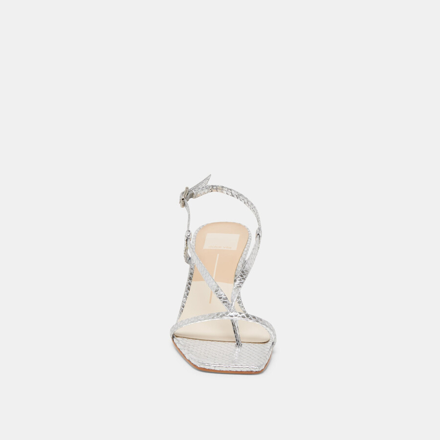 laury heels silver embossed leather
