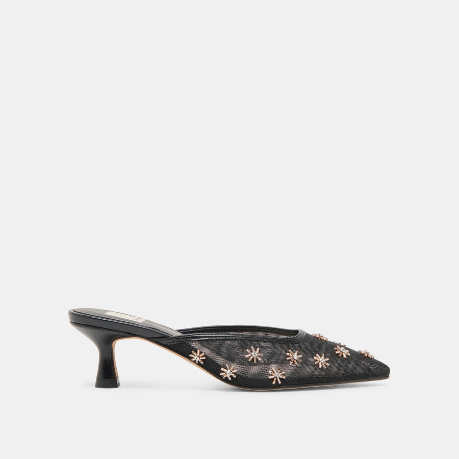 clara heels black mesh