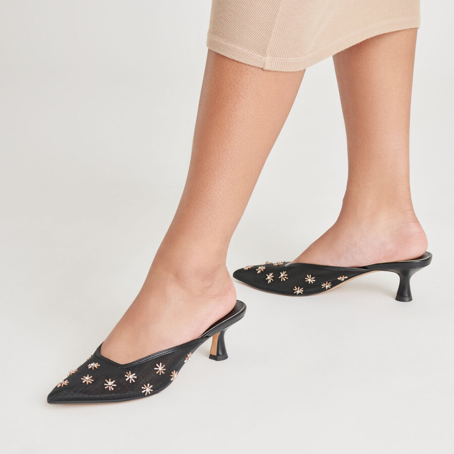 clara heels black mesh