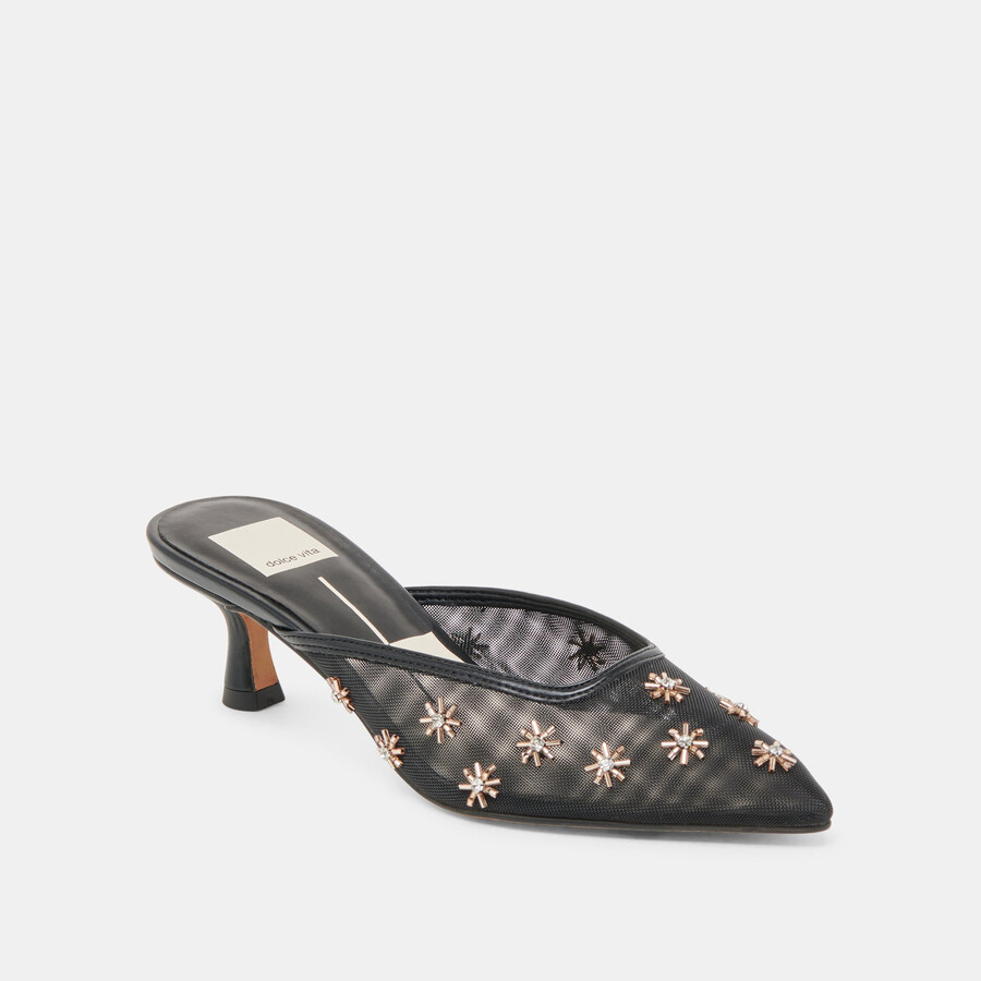 clara heels black mesh