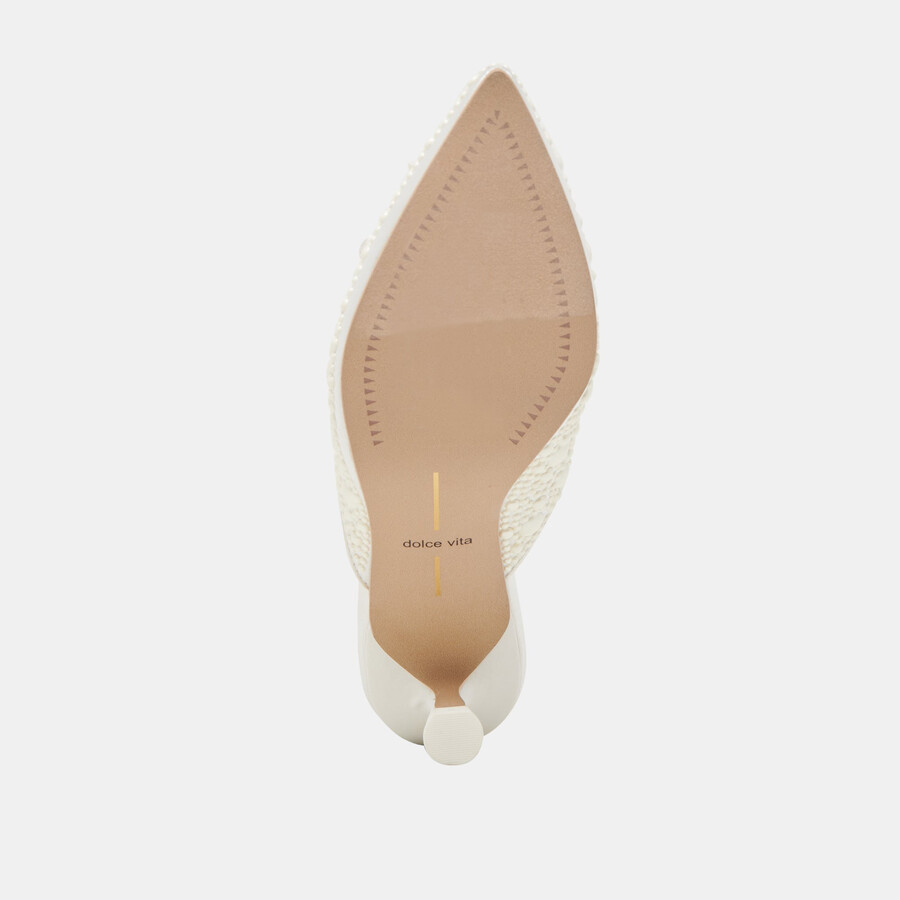 claytn pearl heels true white satin