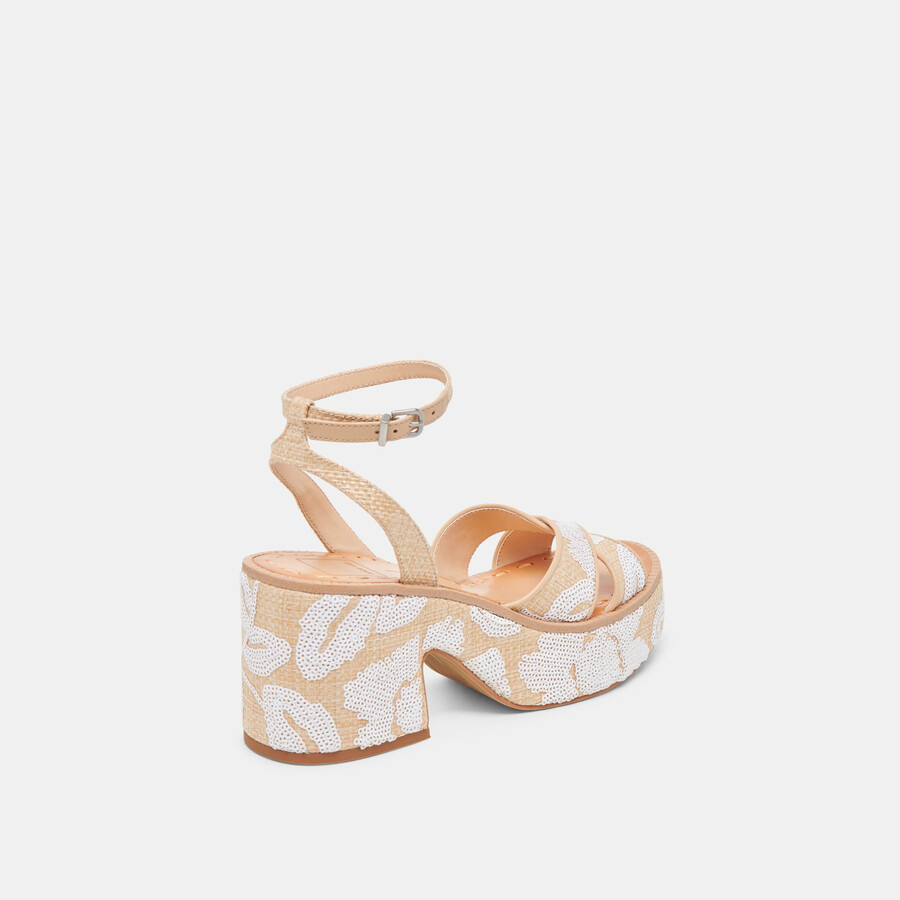 eniko heels natural multi floral sequin