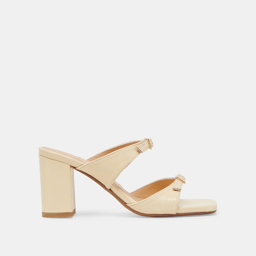shane heels light yellow crinkle patent
