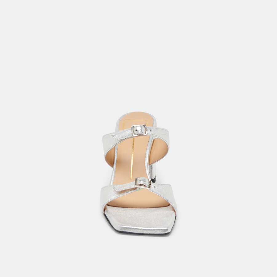 shane heels silver metallic leather