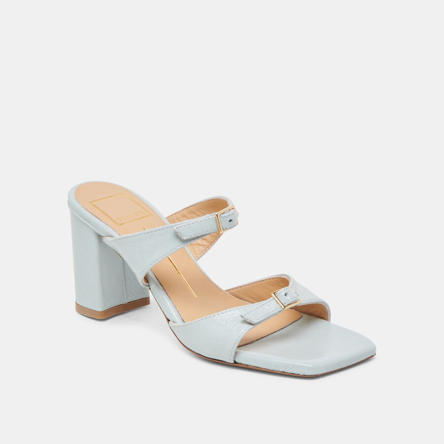 shane heels ice blue crinkle patent