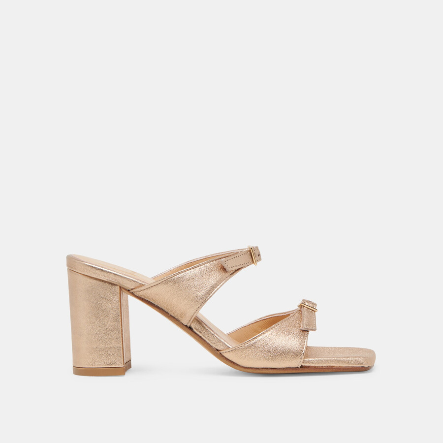 shane heels gold metallic leather