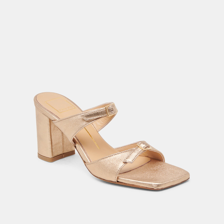 shane heels gold metallic leather