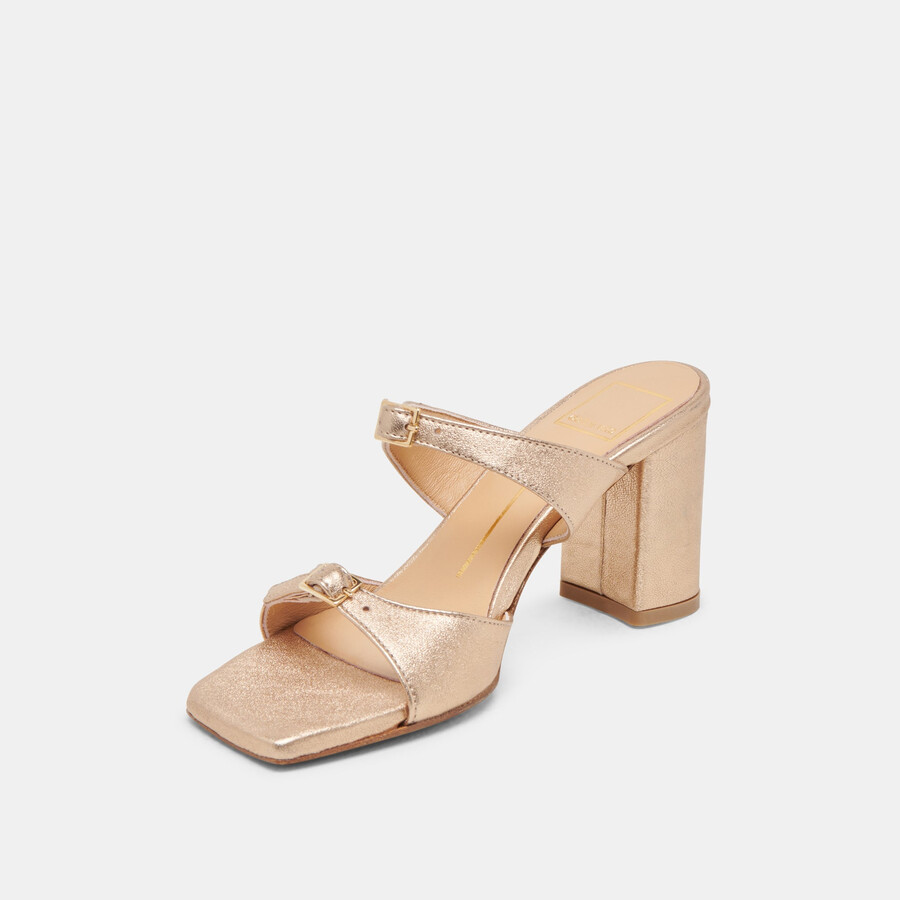 shane heels gold metallic leather