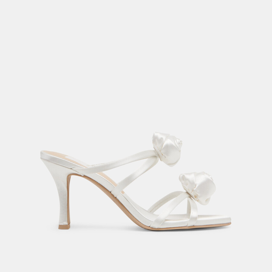 linzy heels true white satin