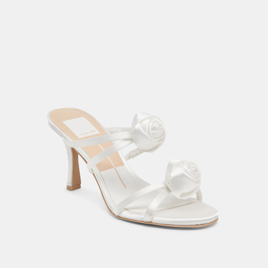 linzy heels true white satin
