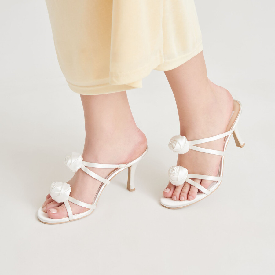 linzy heels true white satin