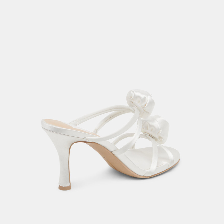 linzy heels true white satin