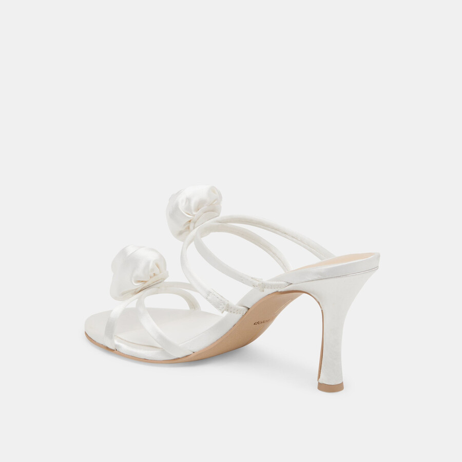 linzy heels true white satin