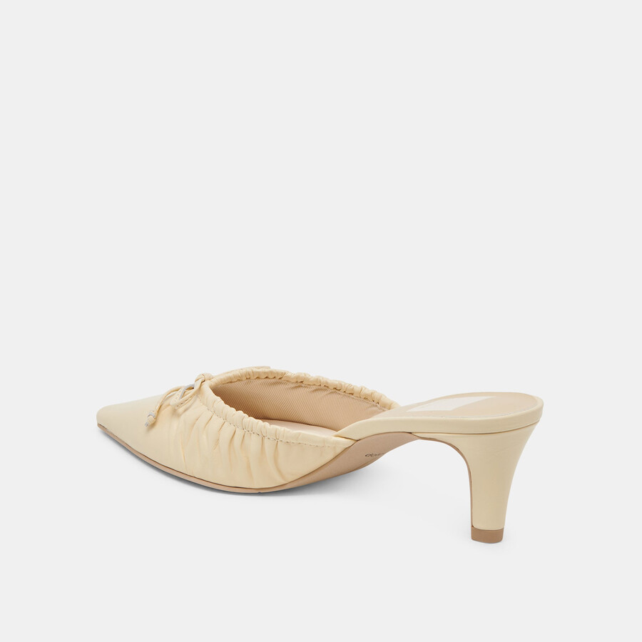 kairi mid heels light yellow crinkle patent