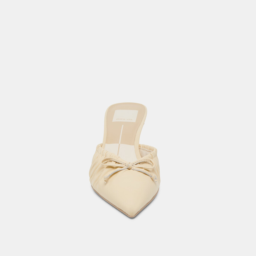 kairi mid heels light yellow crinkle patent