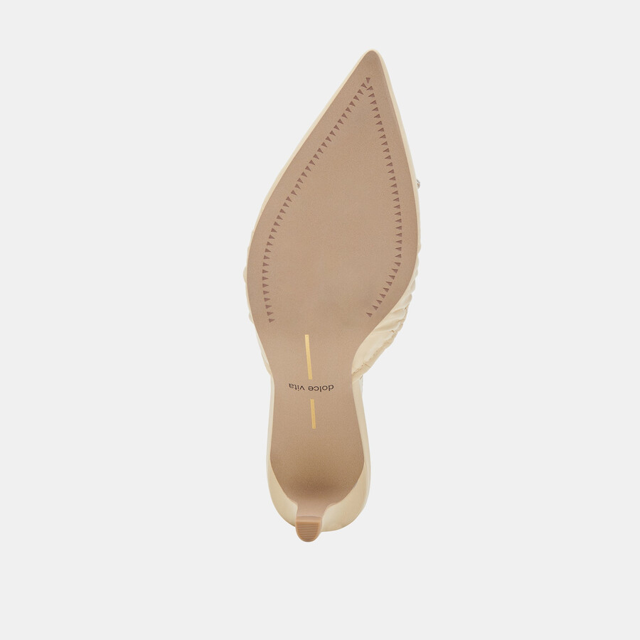 kairi mid heels light yellow crinkle patent