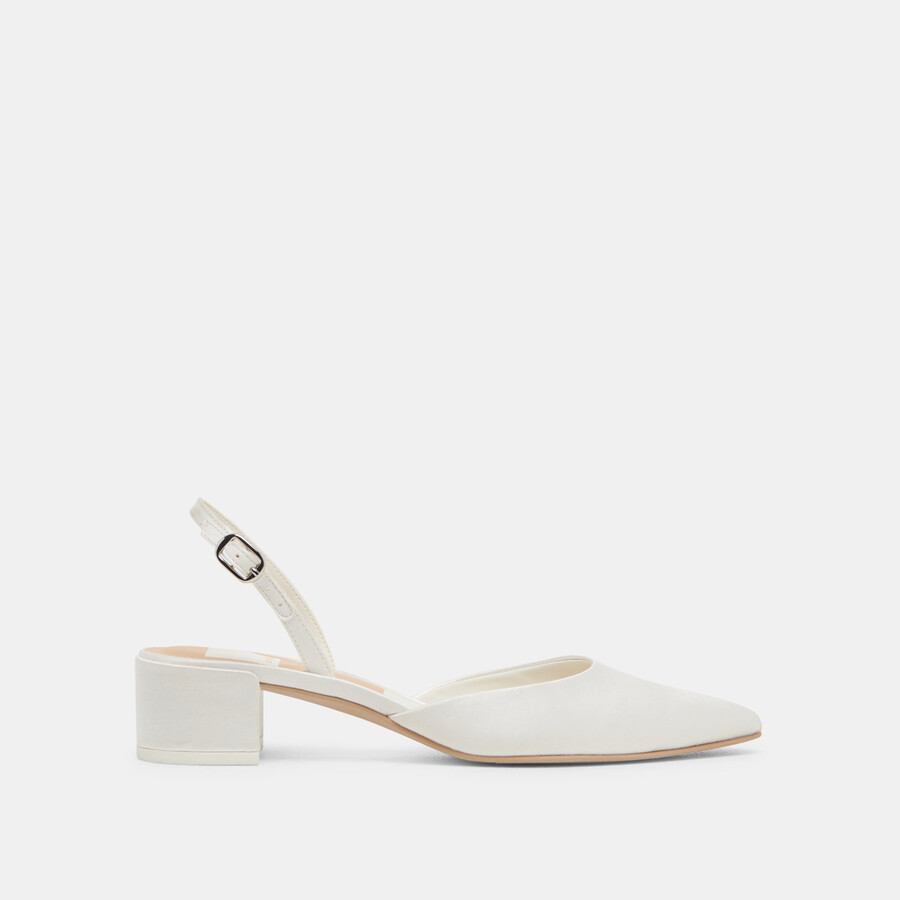 carel heels true white satin