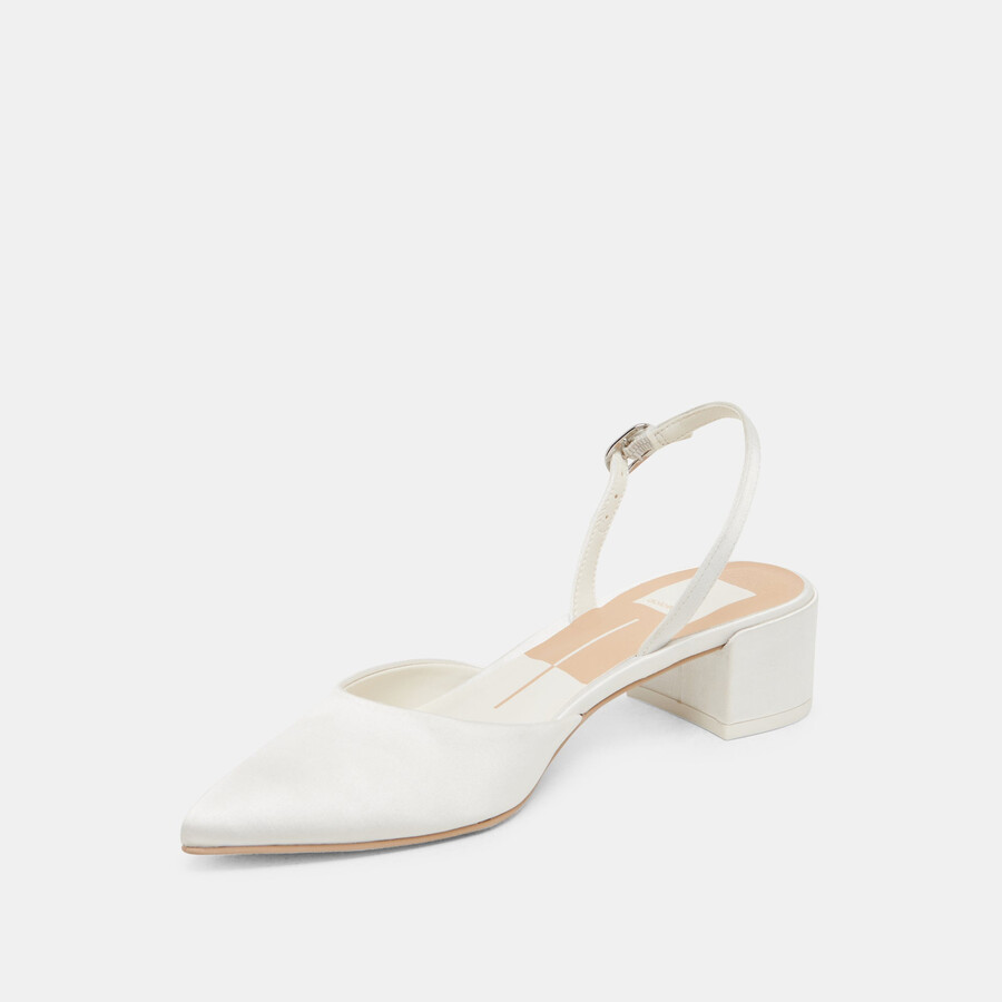 carel heels true white satin