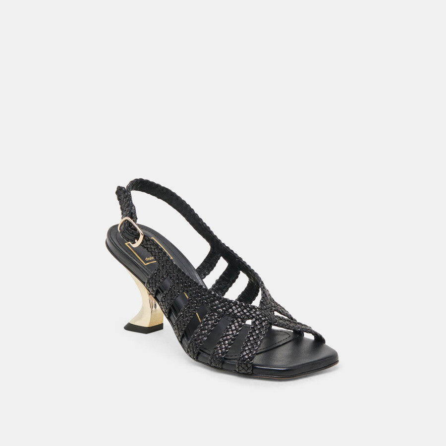 sicily heels black woven leather